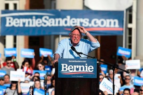 Sen. Bernie Sanders, I-Vt., speaks to the crowd during a rally at Central Piedmont Community College on the lawn of Overcash Center in Charlotte, N.C. on Friday, May 17, 2019. (David T. Foster III/The Charlotte Observer via AP)