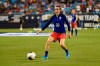 United States' Megan Rapinoe warms up prior to a women's soccer match between South Korea and the United States on Thursday, Oct. 3, 2019, in Charlotte, N.C. (AP Photo/Mike McCarn)