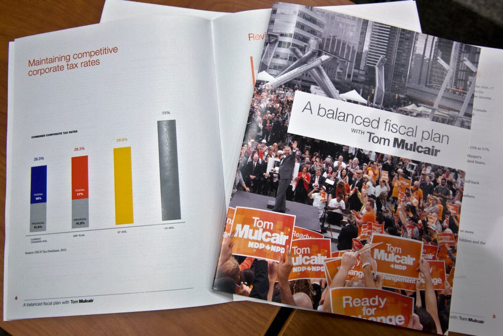 CP
The NDP released their fiscal plan in Ottawa, Wednesday, September 16, 2015. THE CANADIAN PRESS/Fred Chartrand