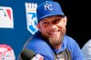 Kansas City Royals' Alex Gordon laughs during a new conference ahead of a baseball game between the Detroit Tigers and the Kansas City Royals at TD Ameritrade Park in Omaha, Neb., Thursday, June 13, 2019. (AP Photo/Nati Harnik)