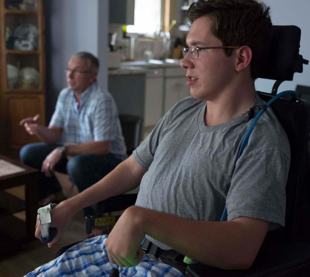 ZACHARY PRONG / WINNIPEG FREE PRESS
Luke Savoie has been testing a new technology called HANA (Home Access Network Assistant) that allows people with handicaps to control things like lights, doors and the TV with voice commands.