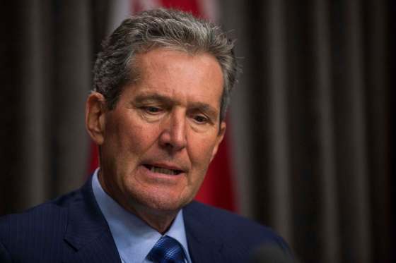 MIKE DEAL / WINNIPEG FREE PRESSPremier Brian Pallister discusses the Port of Churchill and OmniTrax issue Thursday afternoon.