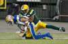 JASON FRANSON / THE CANADIAN PRESS
Weston Dressler is tackled by Edmonton Eskimos Marcell Young during the first half in Edmonton Thursday night.