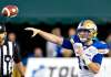 JASON FRANSON / THE CANADIAN PRESS
Winnipeg Blue Bombers quarterback Matt Nichols (15) makes the throw against the Edmonton Eskimos during first half CFL action in Edmonton, Alta. Thursday.