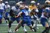MIKE DEAL / WINNIPEG FREE PRESS
Winnipeg Blue Bombers offensive lineman Jermarcus Hardrick (51) keeps Ian Wild (38) at bay while QB Drew Willy prepares to throw during a drill at Investors Group Field Monday morning.