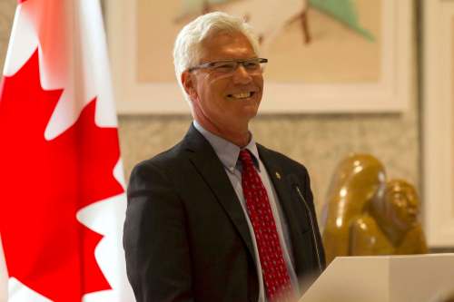 RUTH BONNEVILLE / WINNIPEG FREE PRESS
Winnipeg South Centre MP Jim Carr at Tuesday's anouncement supporting the Winnipeg Art Gallery's Inuit Art Centre.