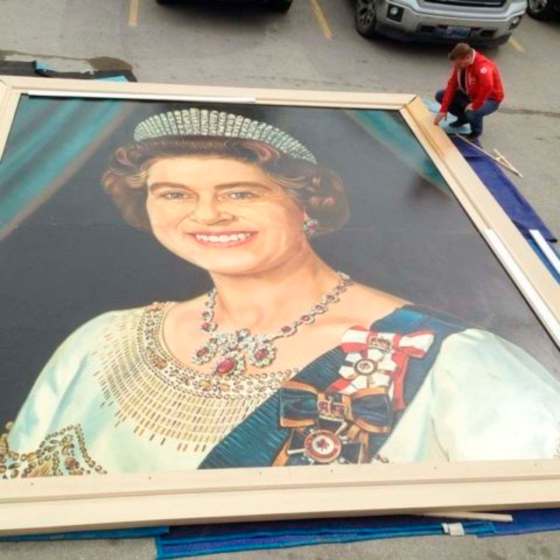 The painting is 16 feet high and 14 feet wide, weighing roughly 600 pounds, according to the ad.