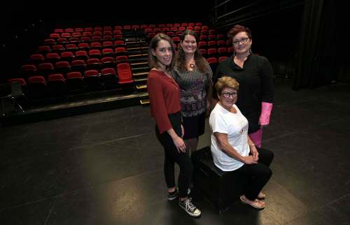 PHIL HOSSACK / WINNIPEG FREE PRESS 
Judy Wasylycia-Leis, president of Sarasvati's board of directors (seated), with actress Kelsey Funk (standing from left), artistic director Hope McIntyre and volunteer Pamm Hadder.
