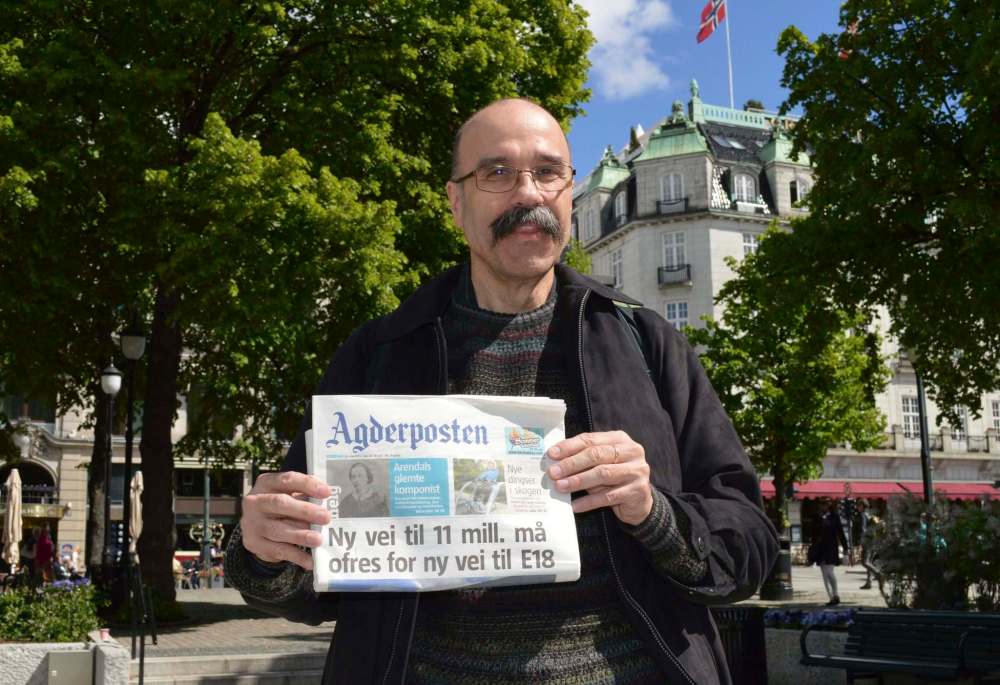 SUPPLIED
Michael Jorgensen, with copy of newspaper featuring Theodora Cormontan. In 2015, he donated 150 lost compositions of the Norwegian-born composer to the National Library of Norway.