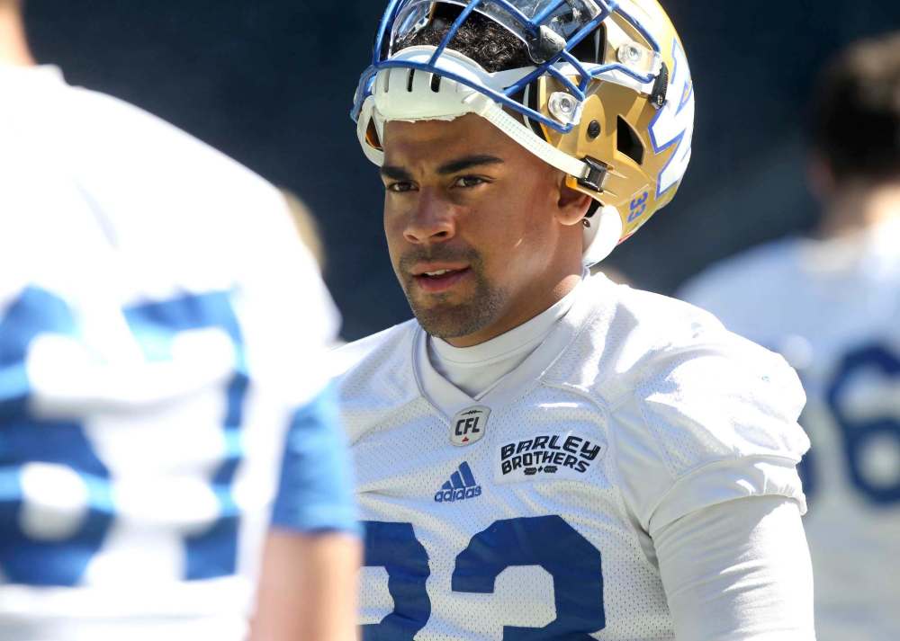 RUTH BONNEVILLE / WINNIPEG FREE PRESS FILES
Winnipeg Blue Bomber Andrew Harris at practice at Investors Group Field last Wednesday.