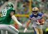 Mark Taylor / The Canadian Press
Winnipeg Blue Bombers wide receiver Weston Dressler runs the ball during first half CFL action in Regina on Sunday, September 4, 2016.