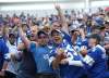 RUTH BONNEVILLE / WINNIPEG FREE PRESS
Winnipeg Blue Bomber fan Louis Opazo (with ball) celebrates the Bombers winning their first touch down with his friends.