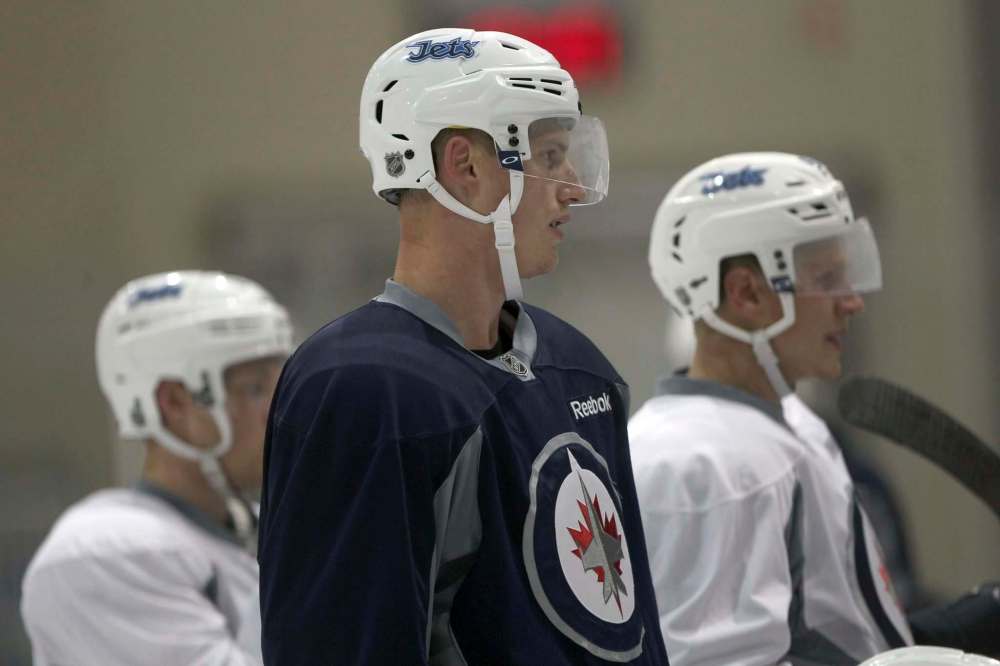 JOE BRYKSA / WINNIPEG FREE PRESS
Winnipeg Jets Tyler Myers at practice at the MTS Iceplex Monday morning.