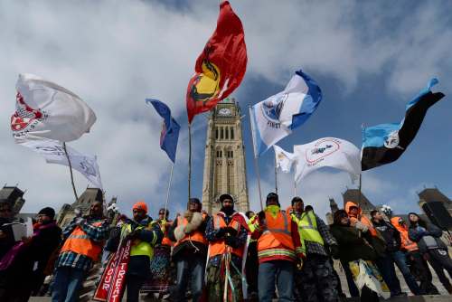 SEAN KILPATRICK / CANADIAN PRESS FILES 
In 2014, a group of 25 adults and youth walked 1,700 kilometres from Attawapiskat First Nation to Ottawa to raise awareness about broken treaties as well as land, water protection and human rights issues.
