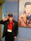 Len (Kroppy) Kropioski gives his famous salute.