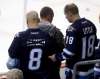 TREVOR HAGAN / THE CANADIAN PRESS FILES
A fan wears a crossed out Winnipeg Jets' Jacob Trouba (8) jersey at the game versus the Edmonton Oilers during a pre-season NHL hockey game in Winnipeg.