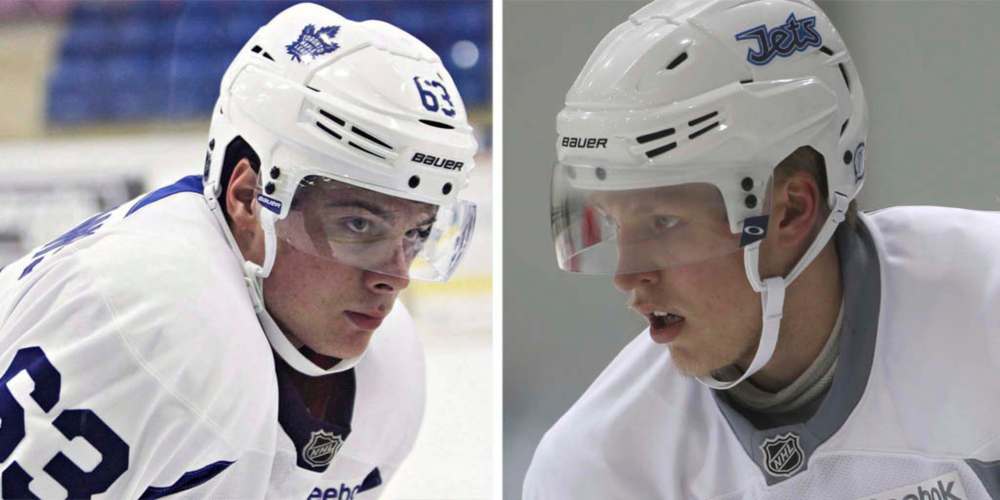 Left: Toronto Maple Leafs' Auston Matthews (Aaron Lynett / The Canadian Press). Right: Winnipeg Jet's Patrik Laine (Joe Bryksa / Winnipeg Free Press)