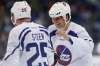 John Woods / The Canadian Press
Former Winnipeg Jets Eddie Olczyk, right and Thomas Steen joke around during a practice for the NHL's Heritage Classic Alumni game in Winnipeg on Friday.