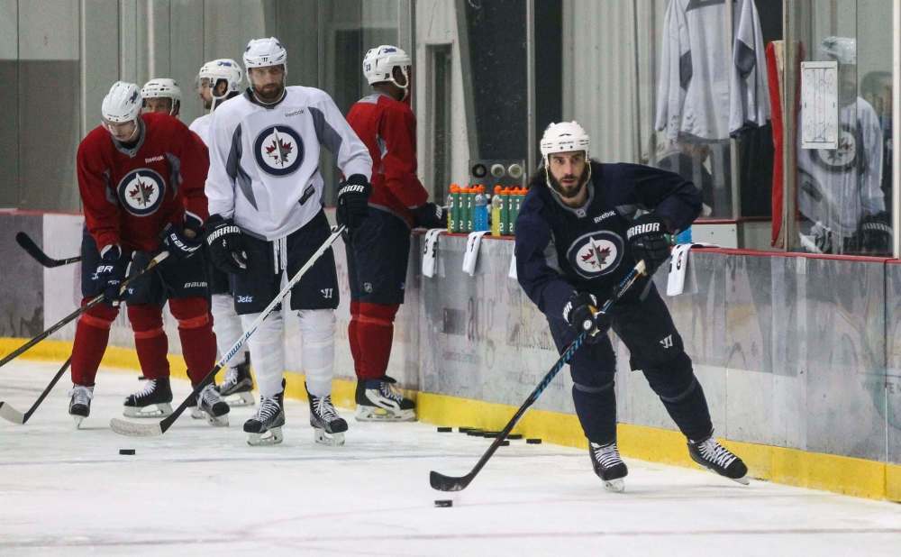 MIKE DEAL / WINNIPEG FREE PRESS
Winnipeg Jets' Chris Thorburn (22) during practice at the MTS IcePlex Monday morning.