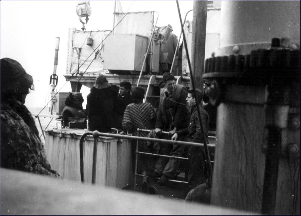 Passengers of the SS Winnipeg II aboard the HMCS Morden after being rescued in the mid-Atlantic, Oct. 22, 1942.