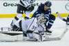 MIKE DEAL / WINNIPEG FREE PRESS
Winnipeg Jets centre Andrew Copp tries to poke a rebound past L.A. Kings goaltender Peter Budaj Sunday. Copp has filled in admirably as an AHL call-up.