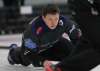 RUTH BONNEVILLE / WINNIPEG FREE PRESS  
Skip Jason Gunnlaugson keeps his eye on the rock during the Dekalb Superspiel World Curling Event in Morris Friday.