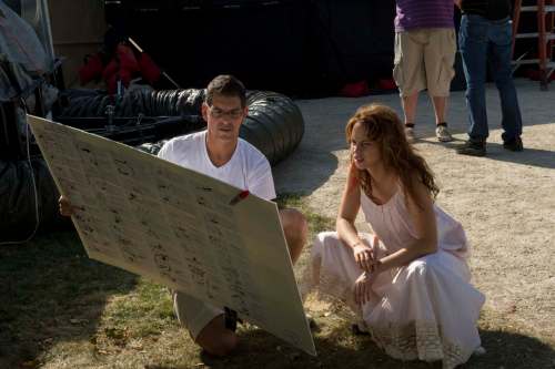 SUPPLIED
Director Don Mancini discusses a scene with actresss Fiona Dourif in 2012's The Curse of Chucky.