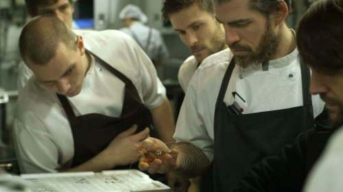 SUPPLIED
In addition to the human drama of setting up a kitchen, Ants on a Shrimp treats viewers to scenes of the nitty-gritty of kitchen work such as eating live langoustines.