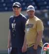 JOE BRYKSA / FREE PRESS FILES
Coach Mike O'Shea, left, with GM Kyle Walters at a Bomber practice at Investors Group Field.