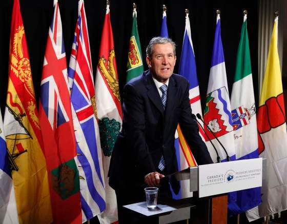 Patrick Doyle/ The Canadian PressManitoba premier Brian Pallister speaks to the media at the Chateau Laurier hotel before the First Ministers' Meeting in Ottawa on Friday, December 9, 2016.
