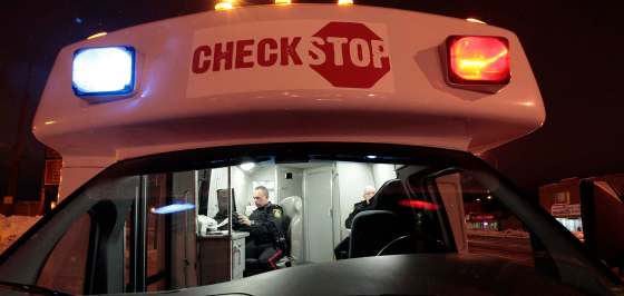 PHIL HOSSACK / FREE PRESS FILESWinnipeg Police Services members inside the Checkstop van.