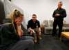 WAYNE GLOWACKI / WINNIPEG FREE PRESS
Winnipeg Police Const. Colleen Mitani plays the victim role with Const. Mitch Rochon and Const. Attila (he declined to give his last name) during metal health awareness training Wednesday.