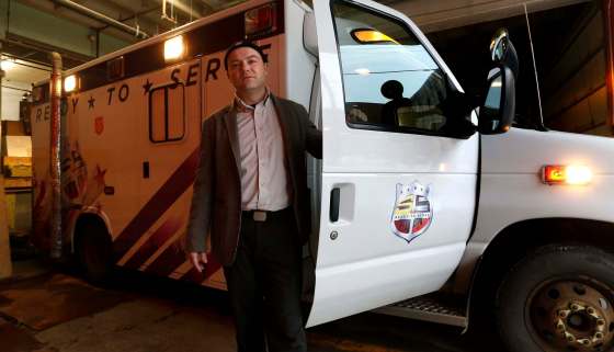 WAYNE GLOWACKI / WINNIPEG FREE PRESSMark Stewart, Shelter Services Coordinator at The Salvation Army's Booth Centre, stands outside the organization's new mobile warming unit — a recently acquired, repurposed ambulance.