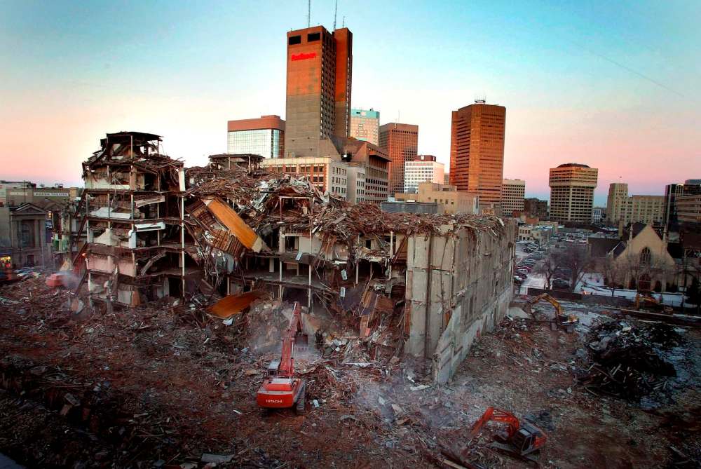 PHIL HOSSACK / WINNIPEG FREE PRESS FILES
The demolition of Eaton’s downtown in 2003 heralded a period of revitalization for downtown Winnipeg.