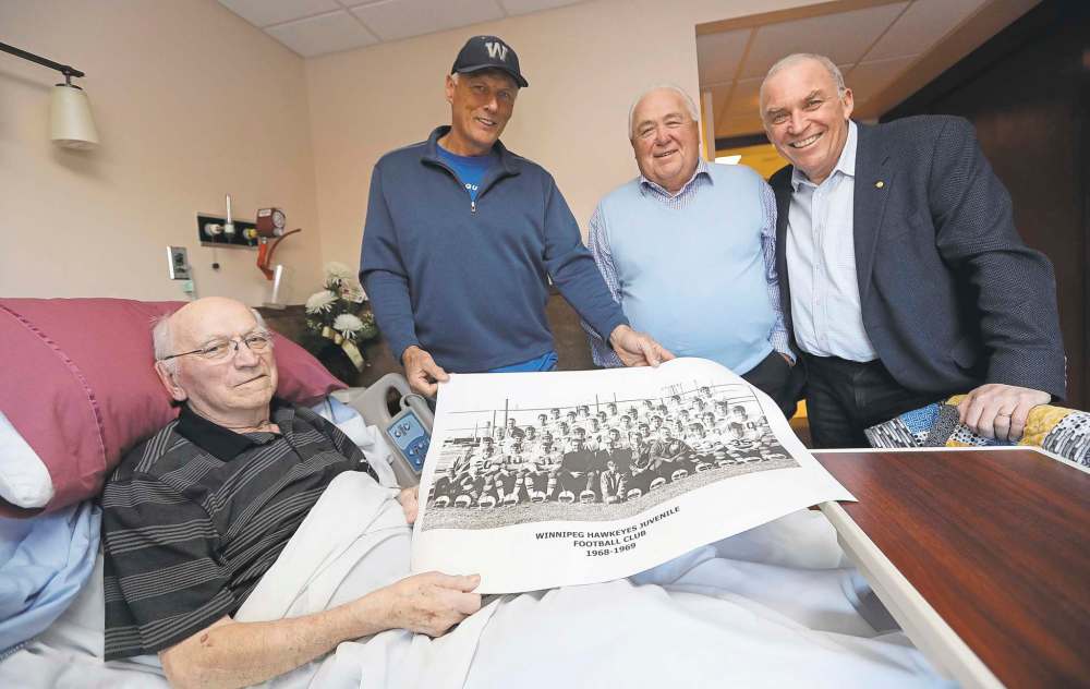 TREVOR HAGAN / WINNIPEG FREE PRESS
From left, John Debroni, Bob Toogood, Jim Ballance and Doug Finkbeiner at Riverview Health Centre.