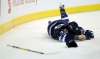 TREVOR HAGAN / WINNIPEG FREE PRESS
Winnipeg Jets' Marko Dano (56) lays on the ice after going hard into the boards while playing against the Columbus Blue Jackets' during second period NHL action, Thursday, December 29, 2016.