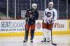 MIKE DEAL / WINNIPEG FREE PRESS
Jets forwards Drew Stafford (right) and Brandon Tanev chat at the morning skate. Stafford had an assist playing on the top line Monday night.