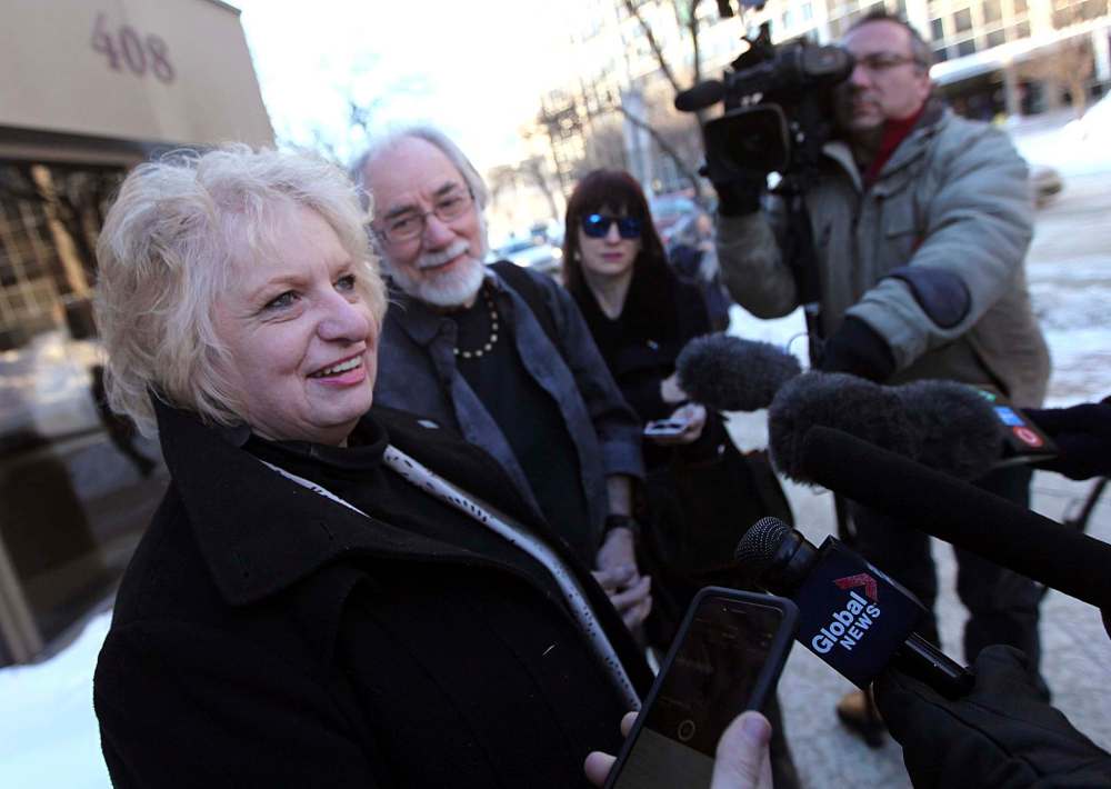 PHIL HOSSACK / WINNIPEG FREE PRESS
Wilma and Cliff Derksen outside the courthouse Monday afternoon.
