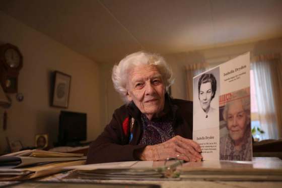 RUTH BONNEVILLE / WINNIPEG FREE PRESSIsabella Dryden, 99, with some mementos from her 80-year teaching career in her home in south St. Vital.