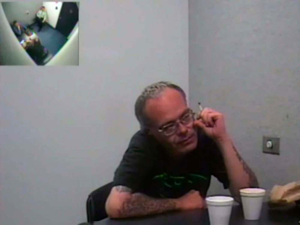 Mark Edward Grant being interviewed shortly after Grant’s May 16, 2007 arrest for the 1984 disappearance and death of 13-year Candace Derksen.