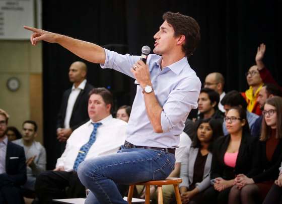 Prime Minister Justin Trudeau takes questions at a town hall meeting in Calgary, Alta., Tuesday, Jan. 24, 2017. THE CANADIAN PRESS/Jeff McIntosh