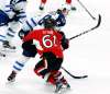 THE CANADIAN PRESS/Fred Chartrand
Ottawa Senators' Mark Stone (61) is hit hard by Winnipeg Jets' Jacob Trouba (8) during third period NHL hockey action in Ottawa on, Sunday February 19, 2017.