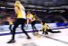 SEAN KILPATRICK / THE CANADIAN PRESS 
Manitoba skip Michelle Englot delivers as she takes on Prince Edward Isalnd during the Scotties Tournament of Hearts in St. Catharines, Ont., on Wednesday, Feb. 22, 2017.