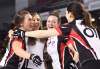 Sean Kilpatrick / The Canadian Press
From left: Ontario third Emma Miskew, skip Rachel Homan, second Joanne Courtney and lead Lisa Weagle celebrate after defeating Manitoba in the gold-medal match at the Scotties Tournament of Hearts in St. Catharines, Ont. Sunday.