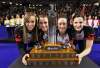 Sean Kilpatrick / The Canadian Press
Ontario skip Rachel Homan, (from left), third Emma Miskew, second Joanne Courtney and lead Lisa Weagle pose with the trophy after defeating Manitoba in the gold medal match at the Scotties Tournament of Hearts in St. Catharines, Ont., Sunday.