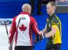 ANDREW VAUGHAN / THE CANADIAN PRESS
Kevin Koe's defending national men's curling champions beat Brad Jacobs of Northern Ontario 6-2 in the 3 vs. 4 Page playoff game today