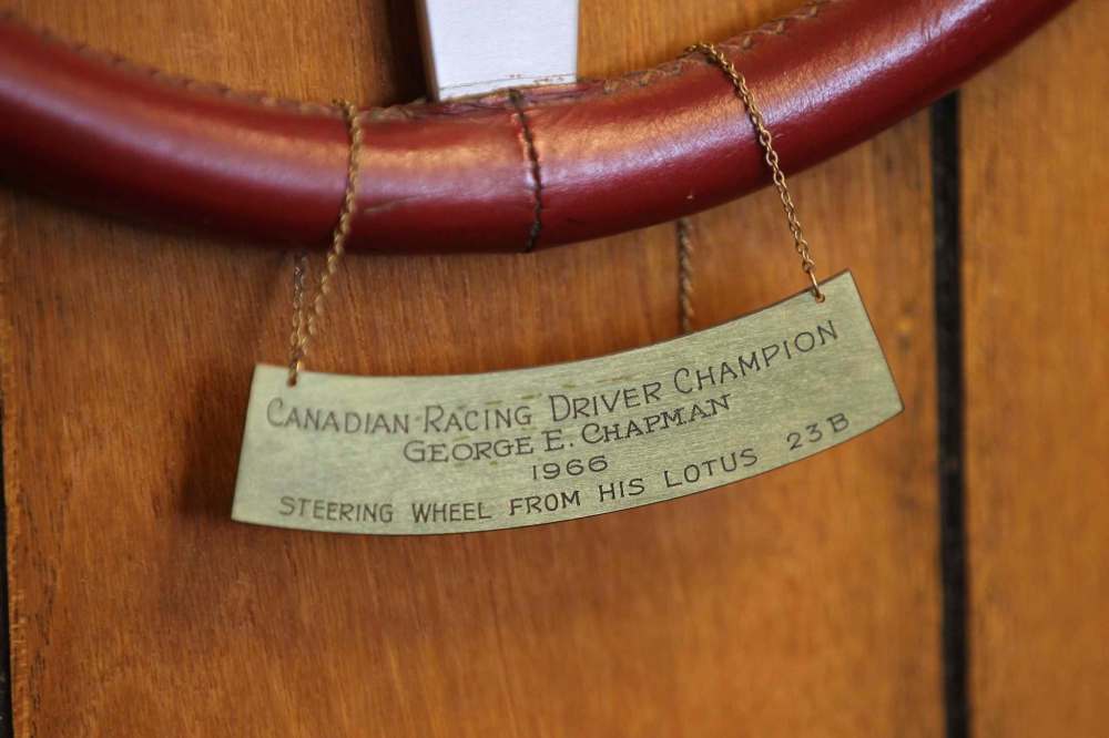 RUTH BONNEVILLE / WINNIPEG FREE PRESS
The Lotus 23B steering wheel has hung on his wall since he retired from racing after his win.