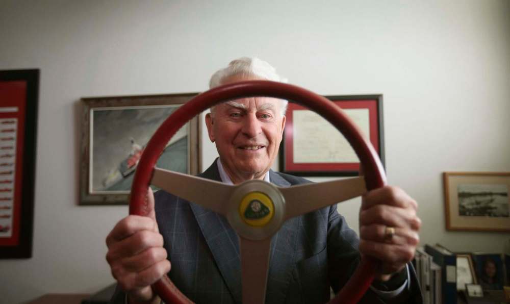 RUTH BONNEVILLE / WINNIPEG FREE PRESS
George Chapman kept only the steering wheel from the Lotus 23B that he raced to victory at the 1966 Canadian championship.