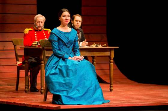 Dylan HewlettJohn Bluethner (from left), Sera-Lys McArthur and Kevin Klassen in Sarah Ballenden.