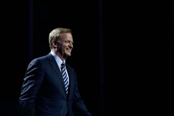 NFL Commissioner Roger Goodell smiles as he walks onstage during the first round of the 2017 NFL football draft, Thursday, April 27, 2017, in Philadelphia. (AP Photo/Matt Rourke)